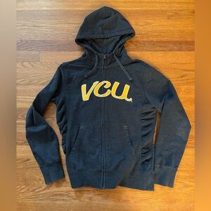 VCU College Charcoal Grey Hoodie Zip Up Jacket Gold Yellow Letters Women’s Small